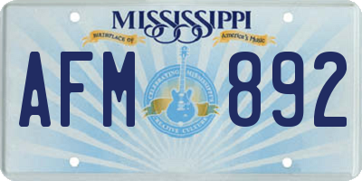 MS license plate AFM892