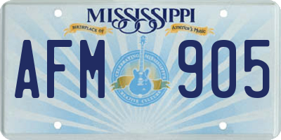 MS license plate AFM905