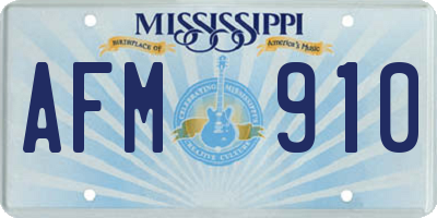 MS license plate AFM910