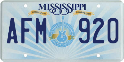 MS license plate AFM920