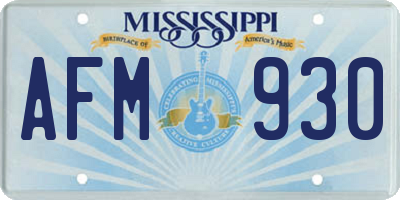 MS license plate AFM930