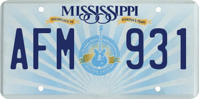 MS license plate AFM931