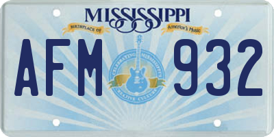 MS license plate AFM932