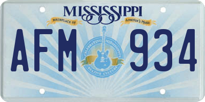 MS license plate AFM934