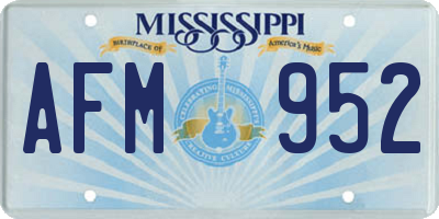 MS license plate AFM952