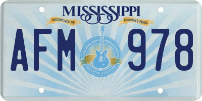 MS license plate AFM978