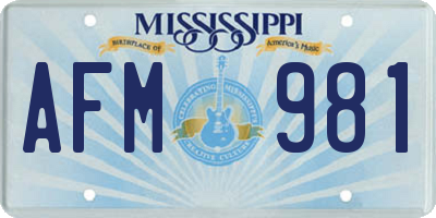 MS license plate AFM981