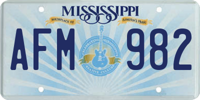 MS license plate AFM982