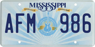 MS license plate AFM986