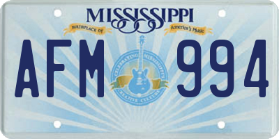 MS license plate AFM994