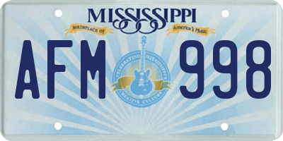 MS license plate AFM998