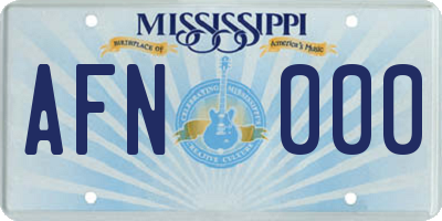 MS license plate AFN000