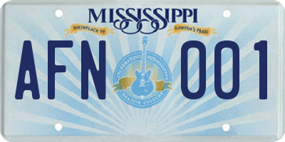 MS license plate AFN001