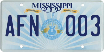 MS license plate AFN003