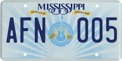 MS license plate AFN005