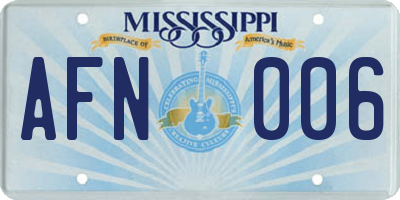 MS license plate AFN006