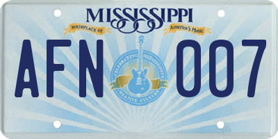 MS license plate AFN007