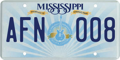 MS license plate AFN008