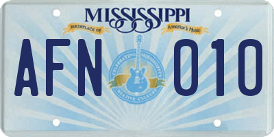 MS license plate AFN010