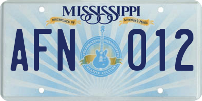 MS license plate AFN012