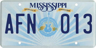 MS license plate AFN013