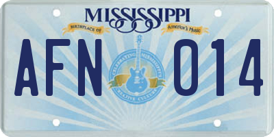 MS license plate AFN014