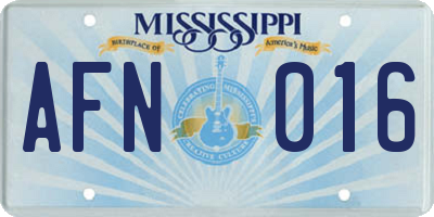 MS license plate AFN016