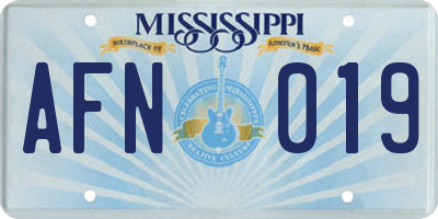 MS license plate AFN019