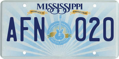 MS license plate AFN020