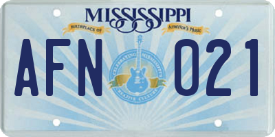 MS license plate AFN021