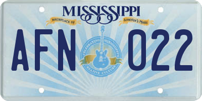 MS license plate AFN022