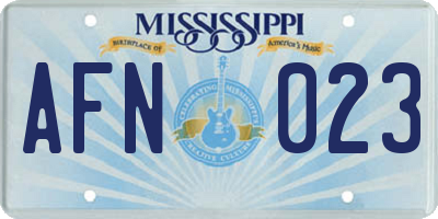 MS license plate AFN023