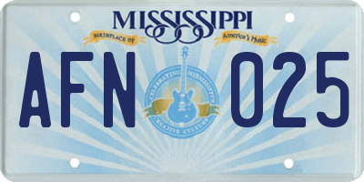 MS license plate AFN025