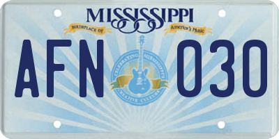 MS license plate AFN030