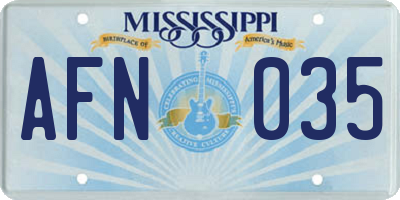 MS license plate AFN035
