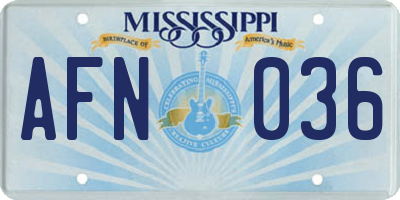 MS license plate AFN036