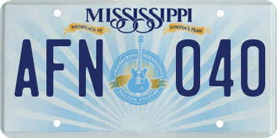 MS license plate AFN040