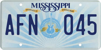 MS license plate AFN045