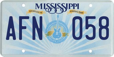 MS license plate AFN058