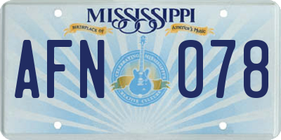 MS license plate AFN078