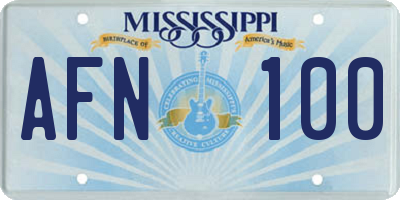 MS license plate AFN100
