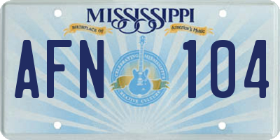 MS license plate AFN104