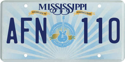 MS license plate AFN110