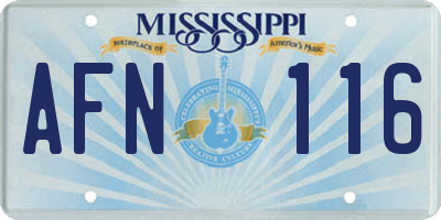 MS license plate AFN116