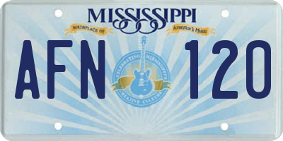 MS license plate AFN120