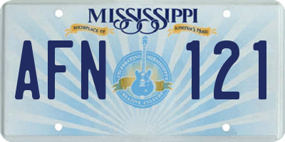 MS license plate AFN121