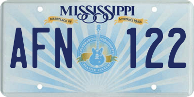 MS license plate AFN122