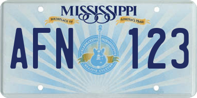 MS license plate AFN123