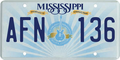 MS license plate AFN136