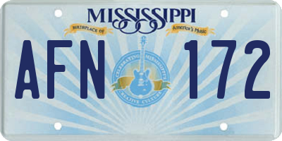 MS license plate AFN172